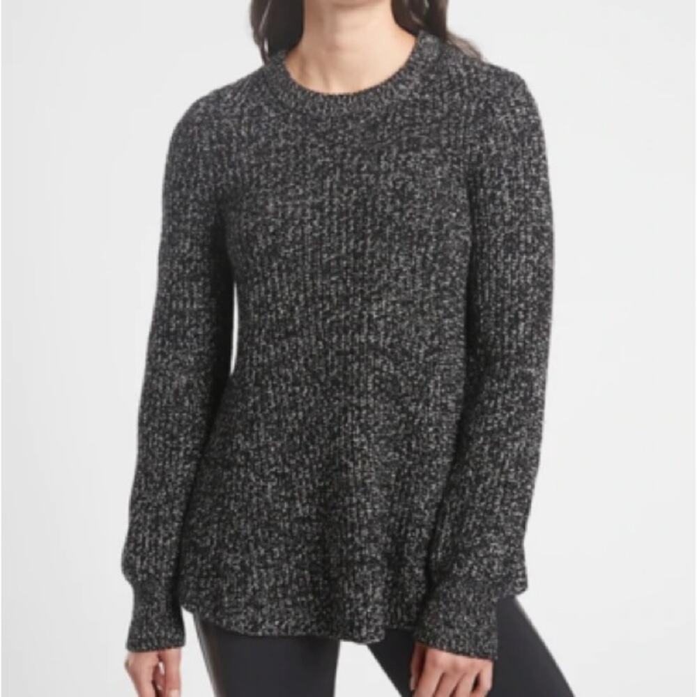 Athleta Sierra Wool Black Marl Crewneck Sweater Size XS